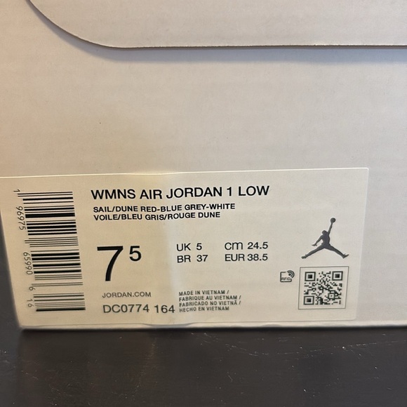 NIKE JORDAN WOMEN'S 1 LOW SAIL / DUNE RED - BLUE GREY - Picture 11 of 11